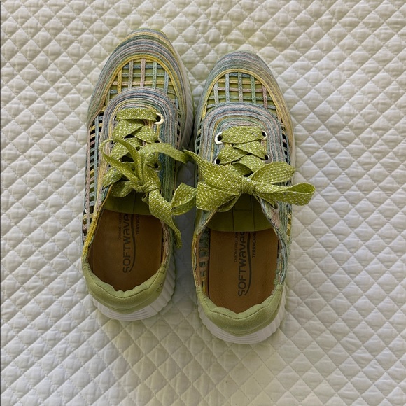 SOFTWAVES women's ardi sneakers in raffia multi green pastel EU 38 - Picture 3 of 5